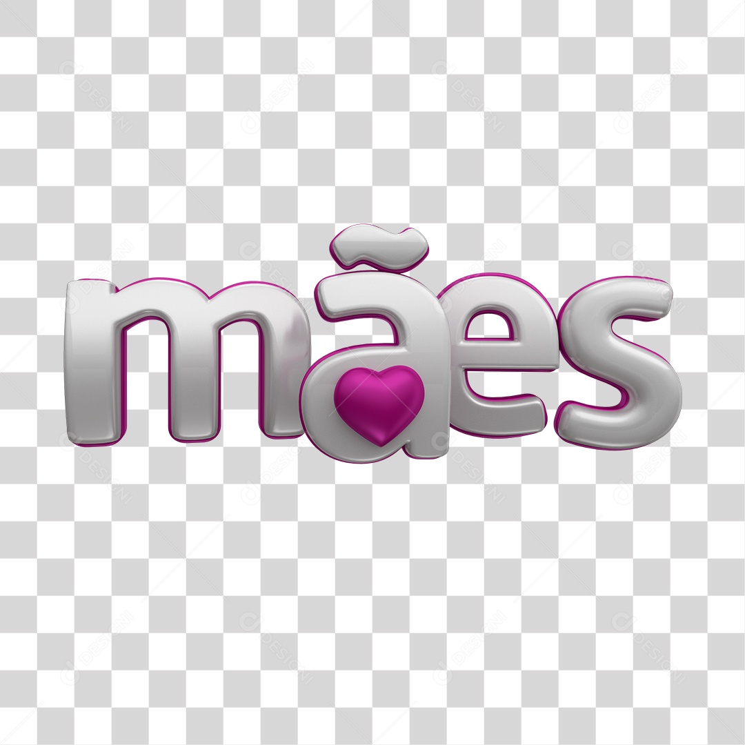 Mães Texto 3D Branco Para Composição PNG Transparente