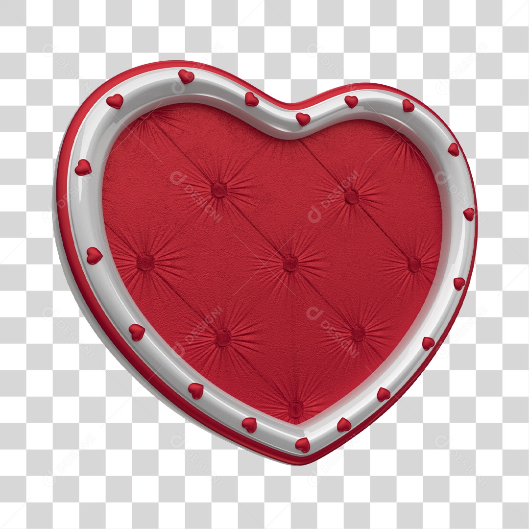 Coração Vermelho Com Borda Branca Elemento 3D Do Dia Das Mães PNG Transparente