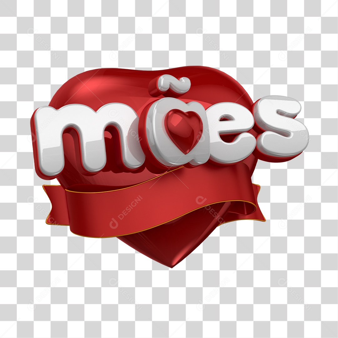 Mães Selo 3D Branco E Vermelho Para Composição PNG Transparente