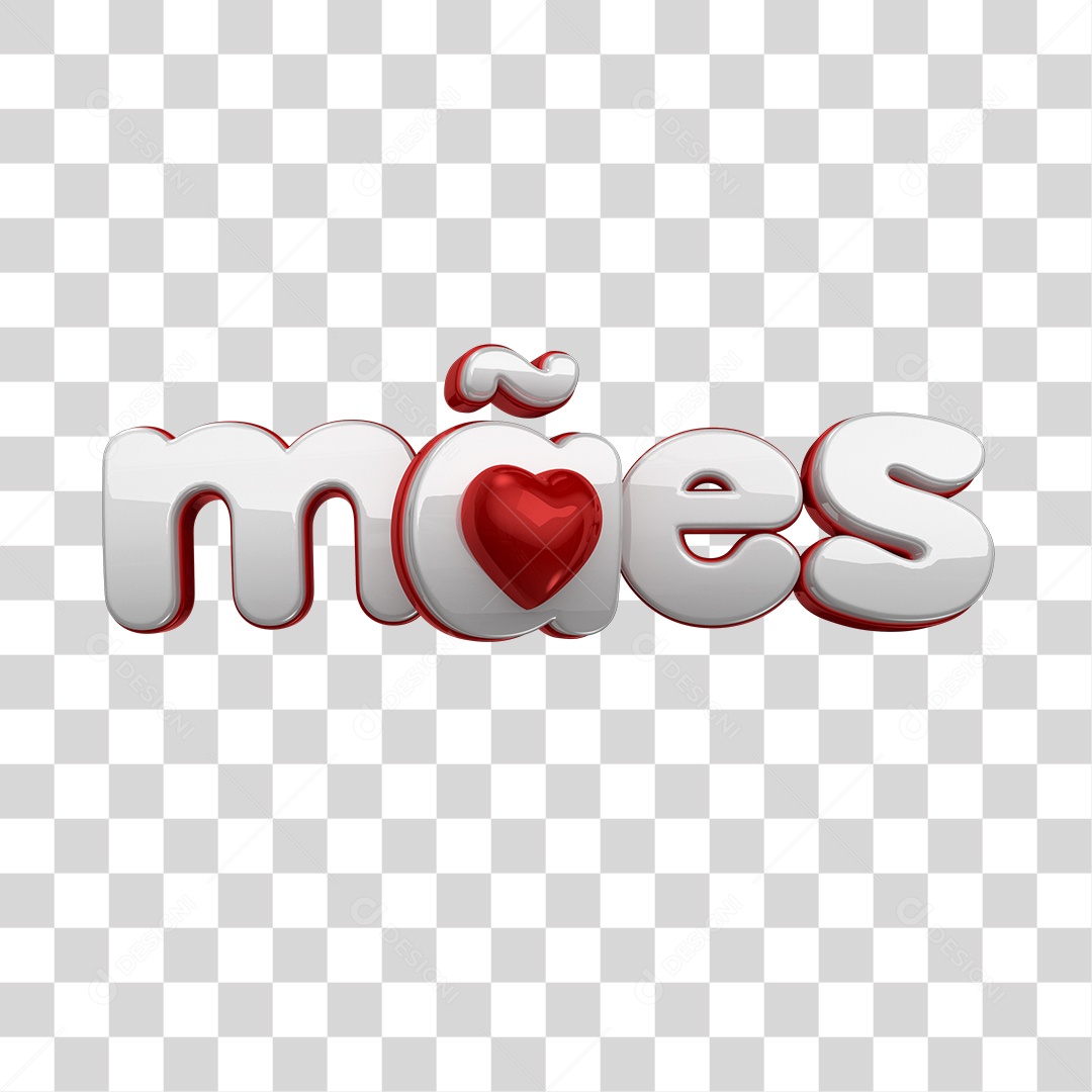 Mães Texto 3D Branco E Vermelho Para Composição PNG Transparente