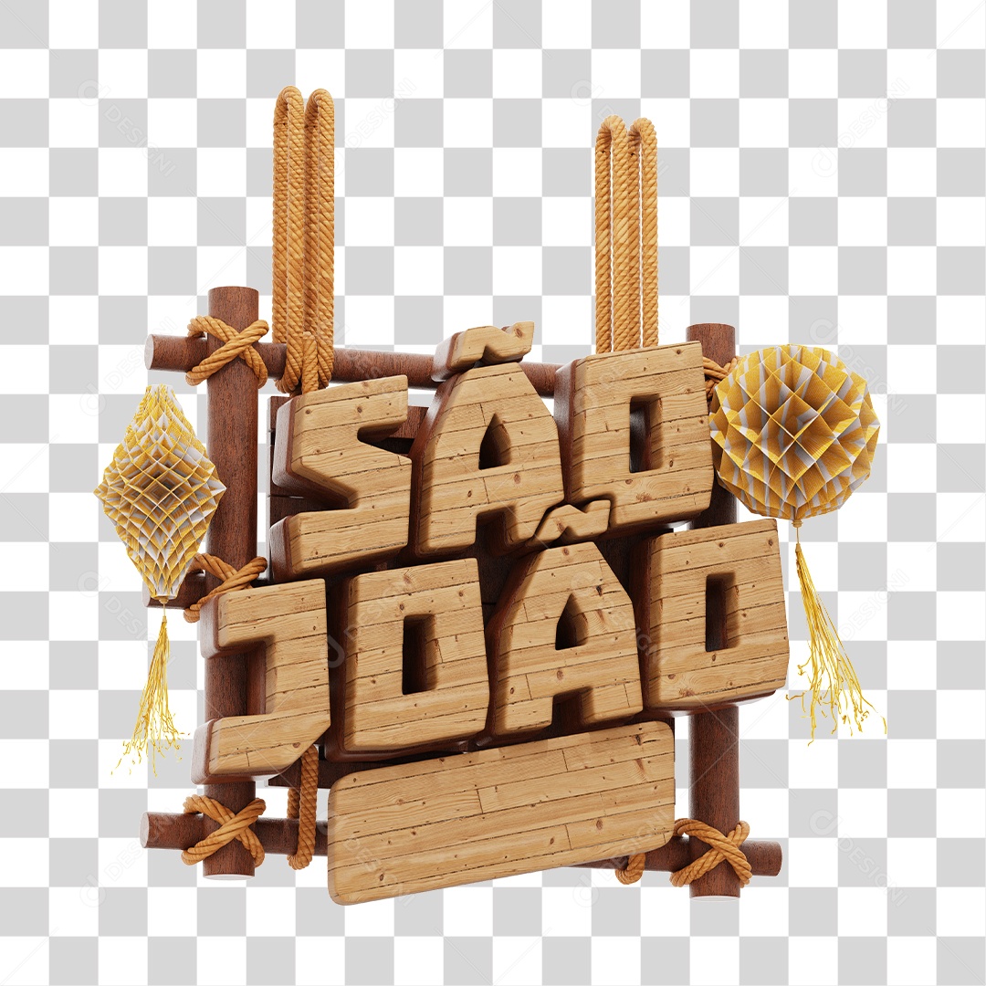 São João Selo 3D De Madeira Para Composição PNG Transparente