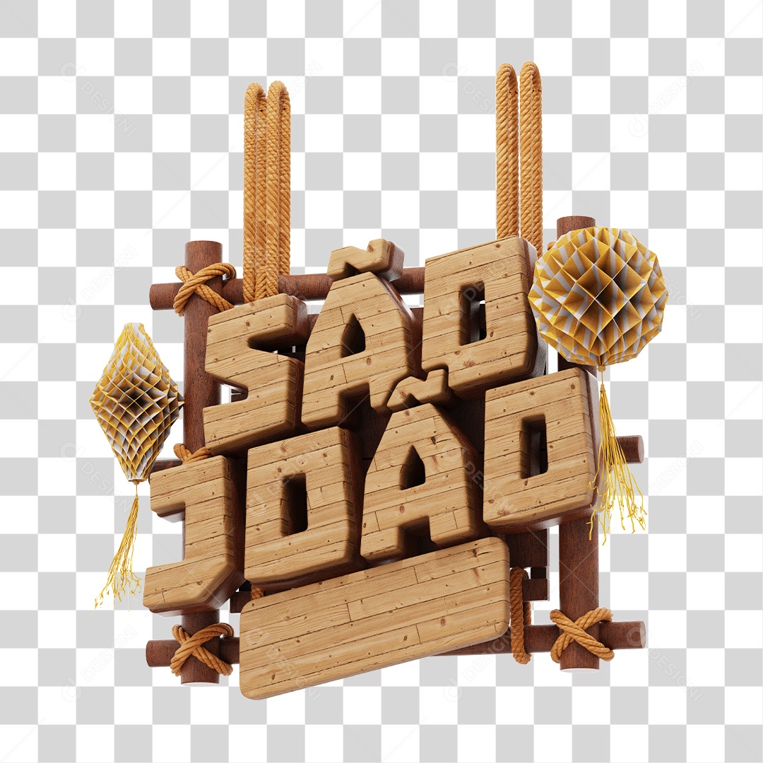 São João Selo 3D De Madeira Para Composição PNG Transparente