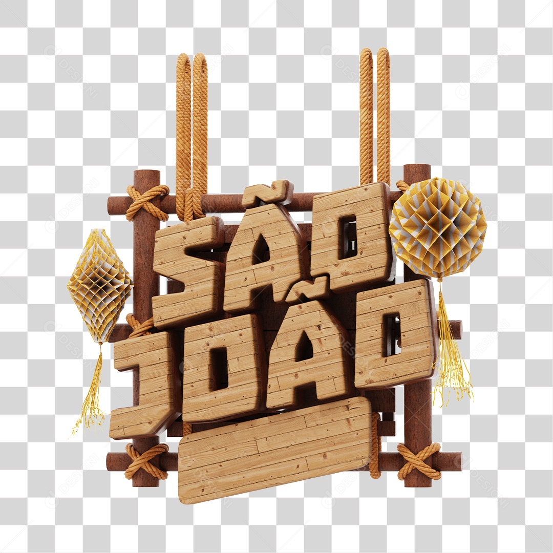 São João Selo 3D De Madeira Para Composição PNG Transparente