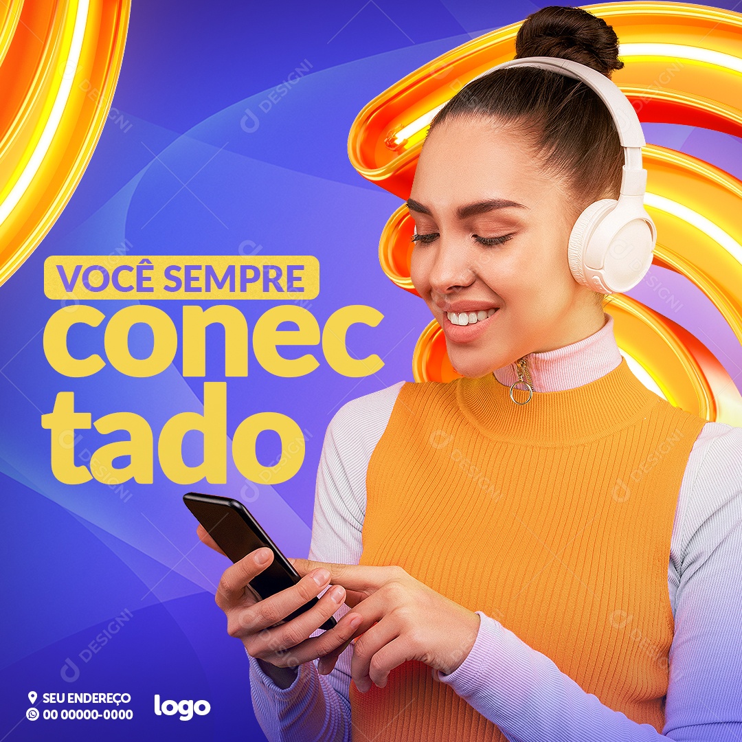 Você Sempre Conectado Social Media PSD Editável