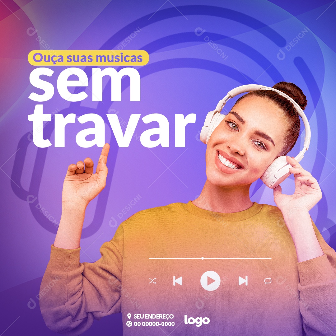 Ouça Suas Musicas Sem Travar Social Media PSD Editável