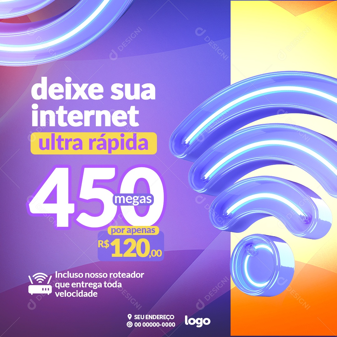 Deixe Sua Internet Ultra Rápida Social Media PSD Editável
