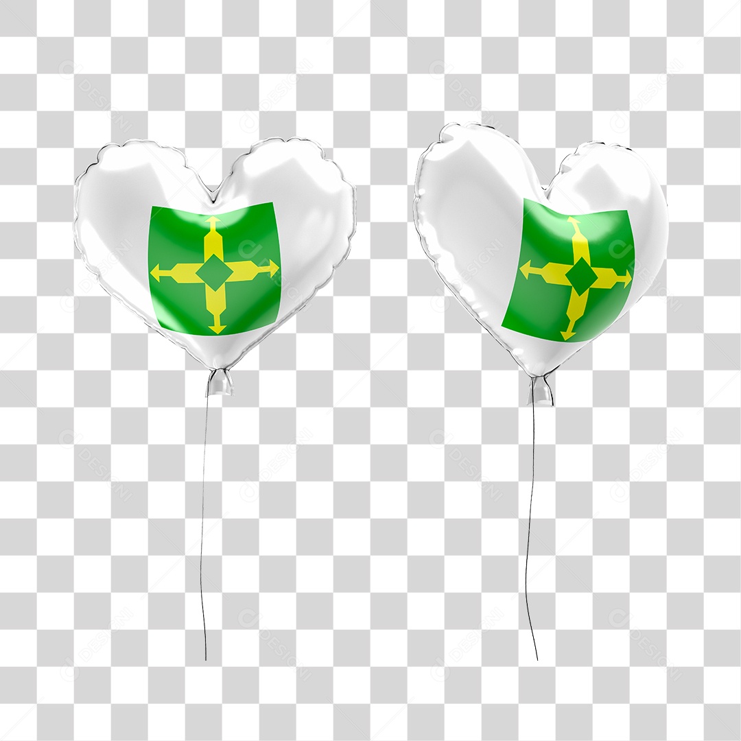 Elemento 3D Para Composição Balão Branco Com a Bandeira de Brasília PNG Transparente