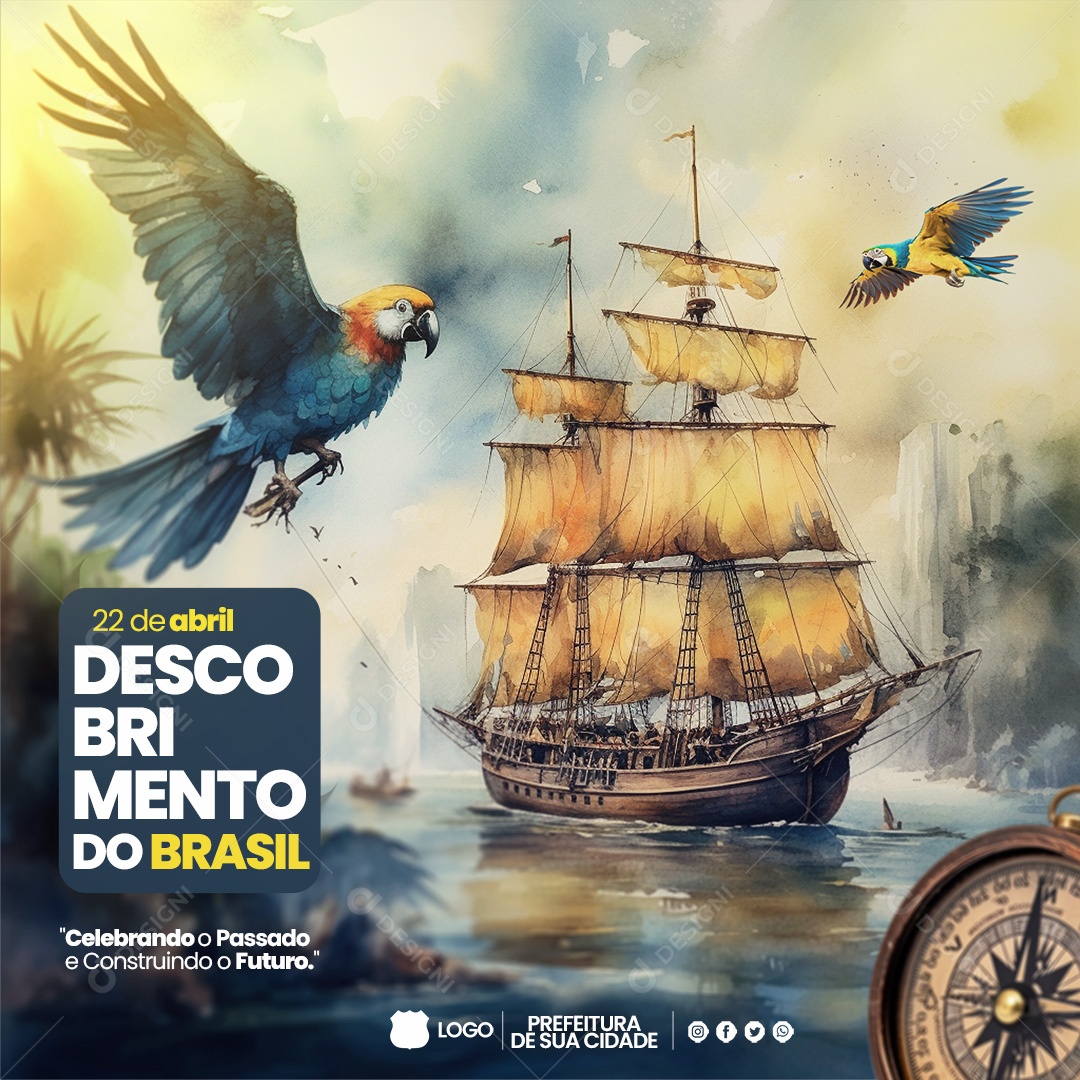 Social Media 22 De Abril Descobrimento Do Brasil PSD Editavel