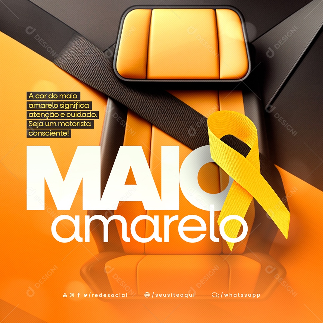 A Cor Do Maio Amarelo Significa Atenção E Cuidado Social Media PSD Editável