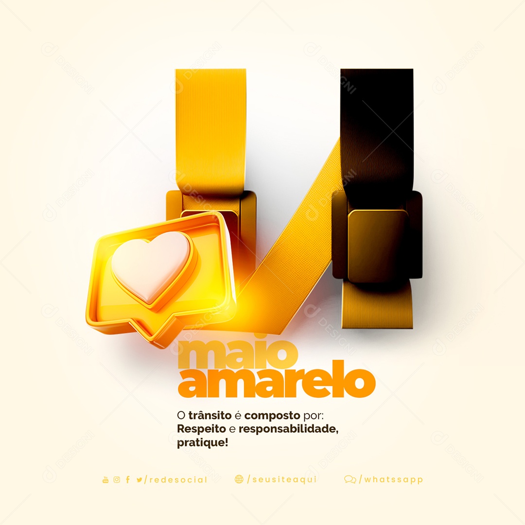 O Trânsito É Composto Por Respeito E Responsabilidade Pratique Maio Amarelo Social Media PSD Editável