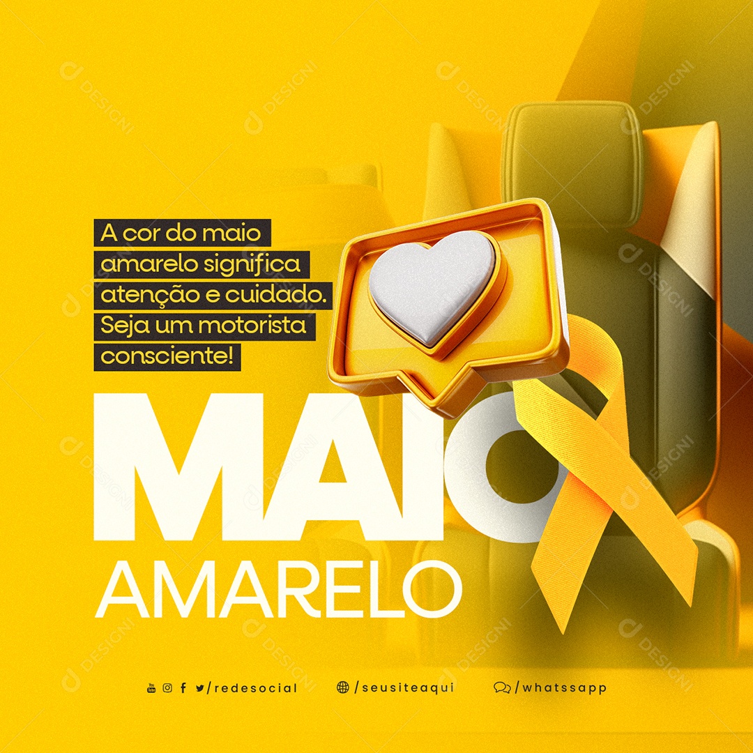A Cor Do Maio Amarelo Significa Atenção E Cuidado Social Media PSD Editável