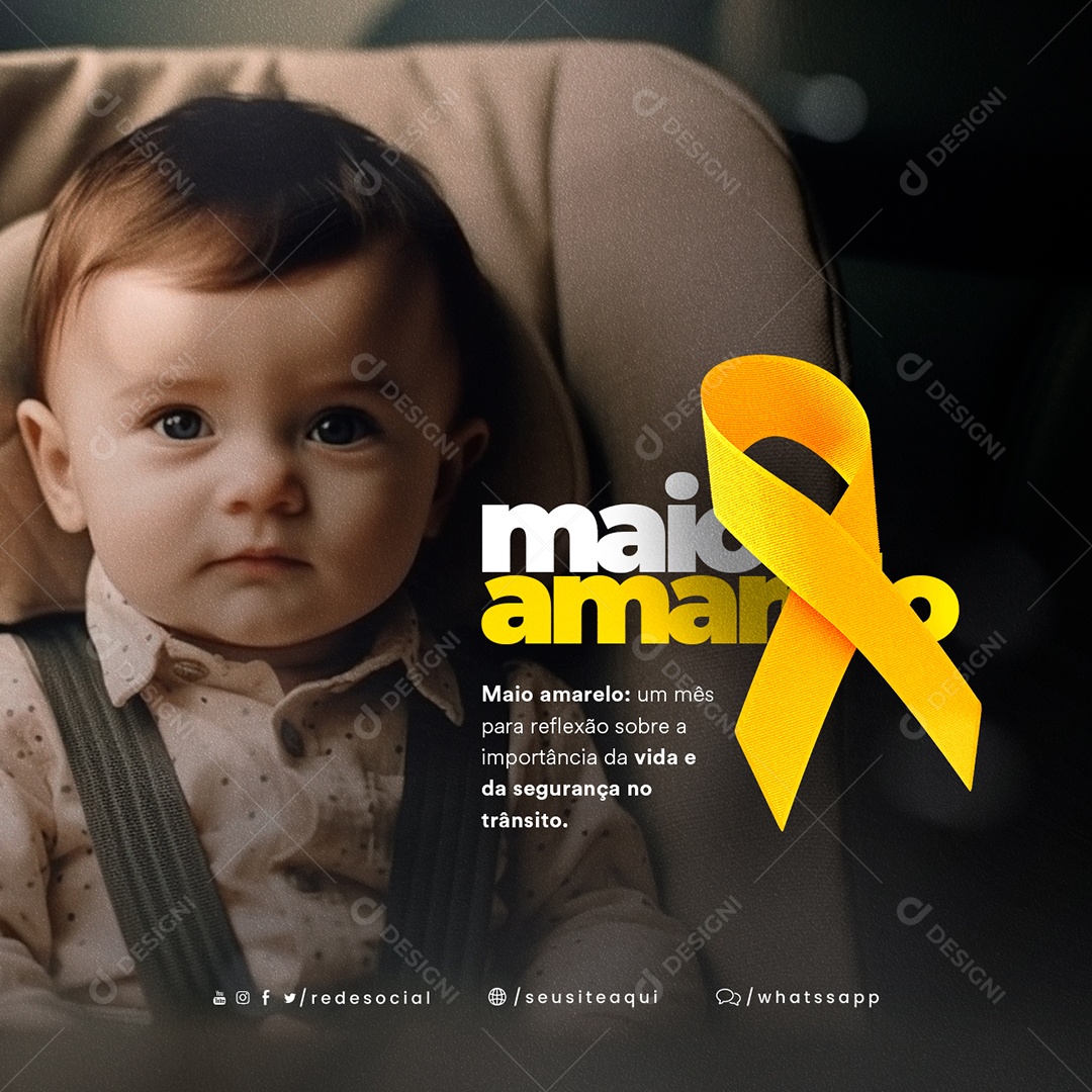 Um Mês Para Reflexão Sobre A Importância Da Vida Maio Amarelo Social Media PSD Editável