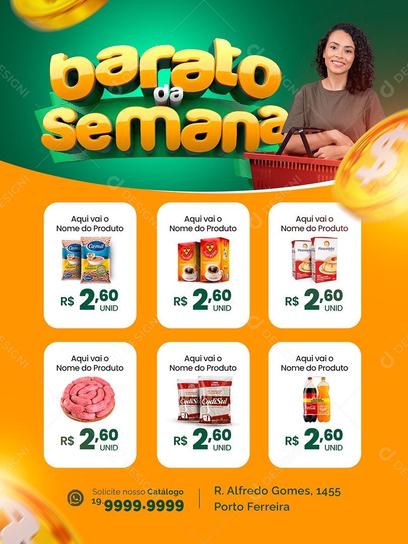 Encarte Barato Da Semana Produtos Supermercado Social Media PSD Editável