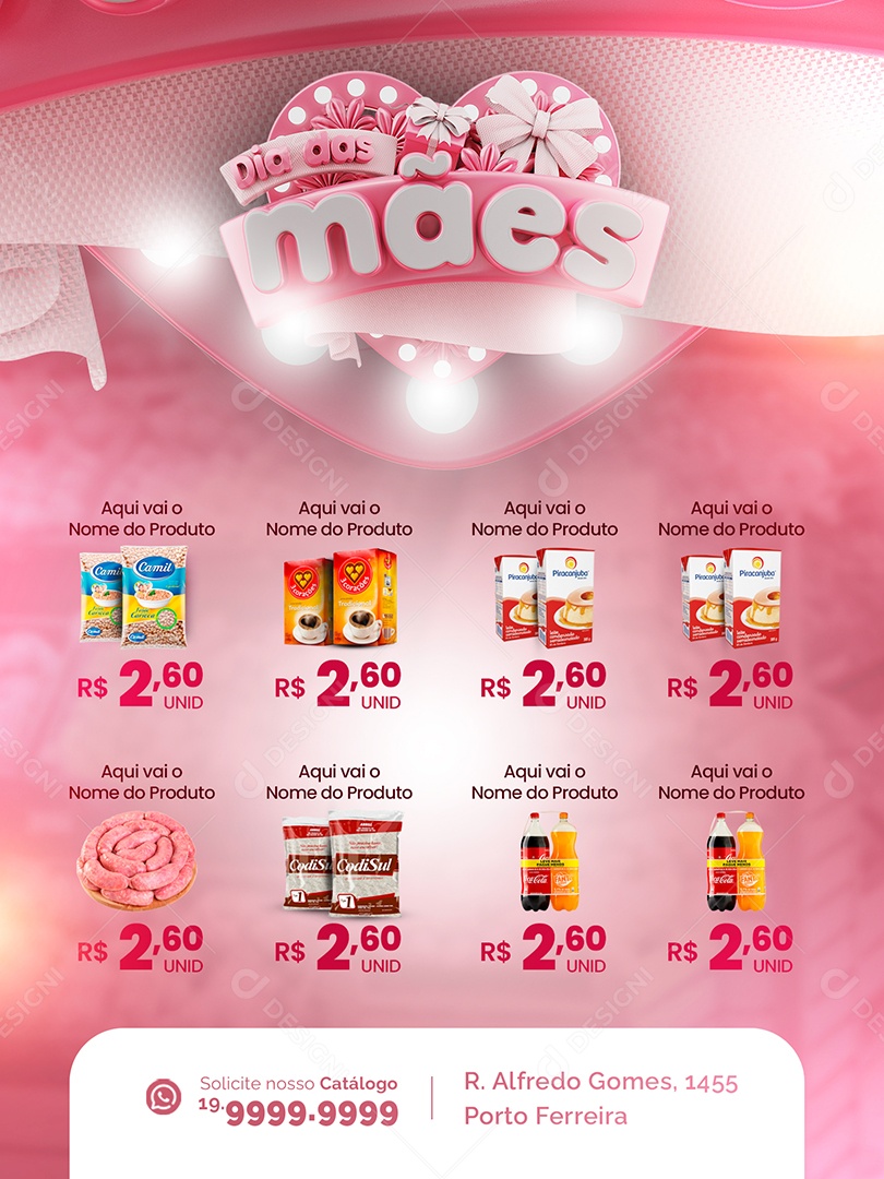 Encarte Dia Das Mães Produtos Supermercado Social Media PSD Editável