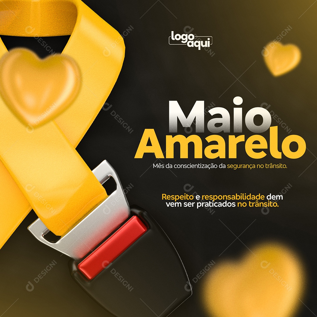 Social Media Maio Amarelo Respeito No Transito PSD Editável