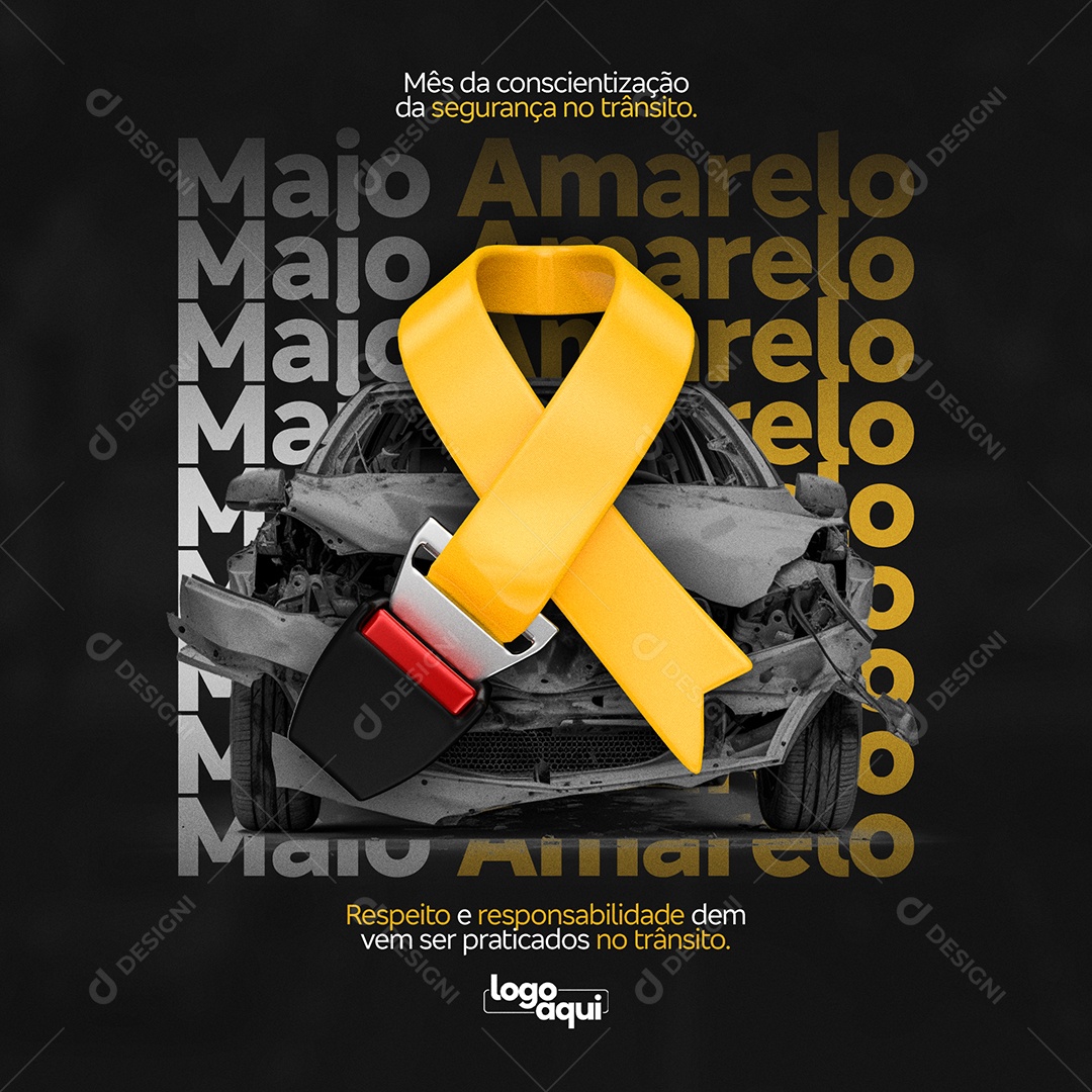 Social Media Maio Amarelo Respeito E Responsabilidade PSD Editavel