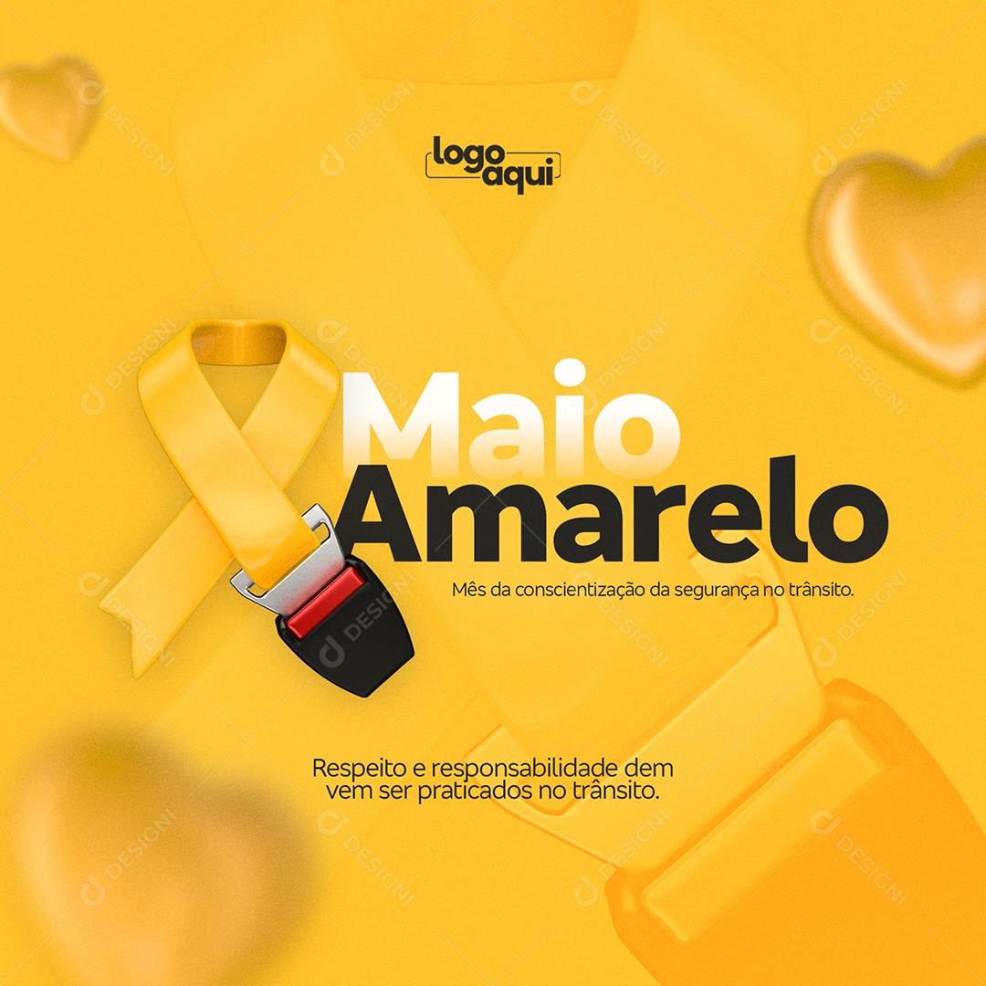 Social Media Maio Amarelo Respeito E Responsabilidade PSD Editável