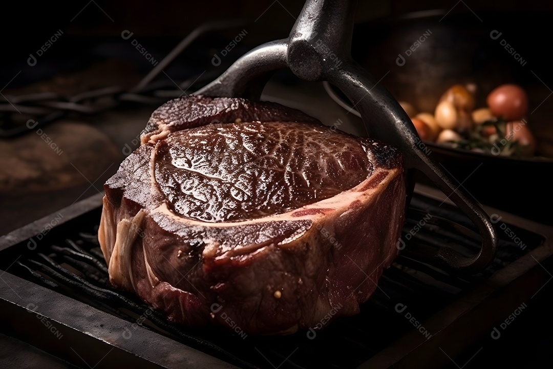 Carne crua sendo preparada ao churrasco