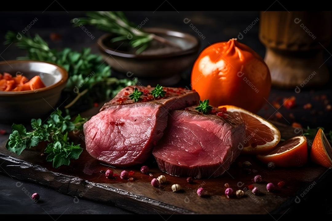 Carne crua sendo preparada ao churrasco