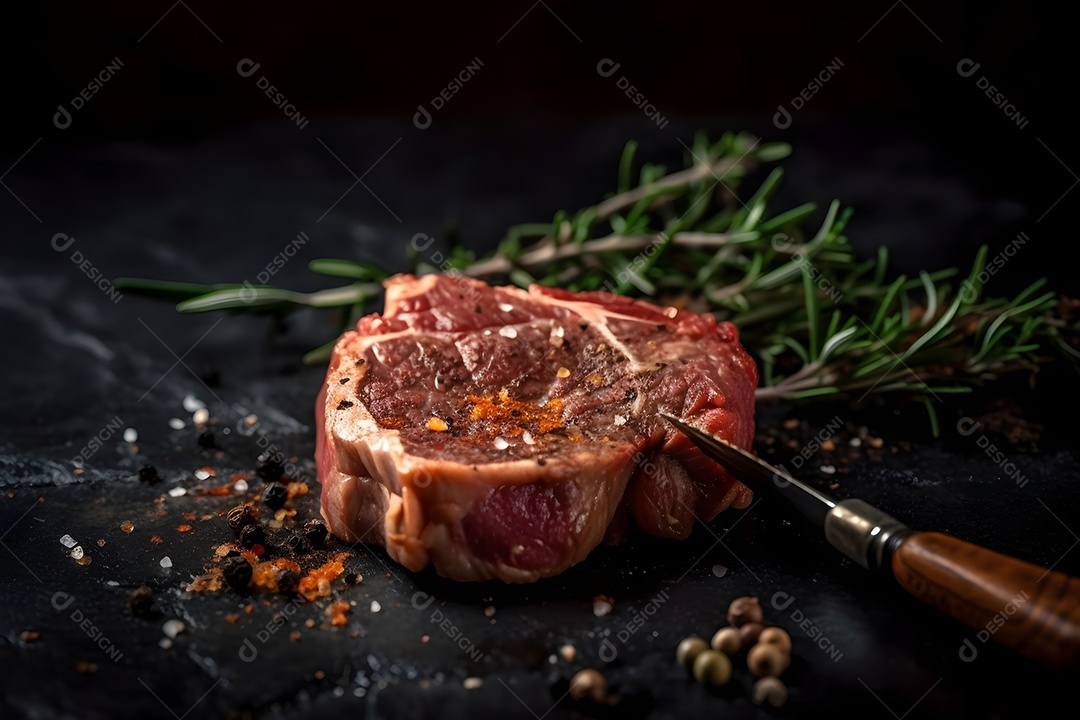 Carne crua sendo preparada ao churrasco