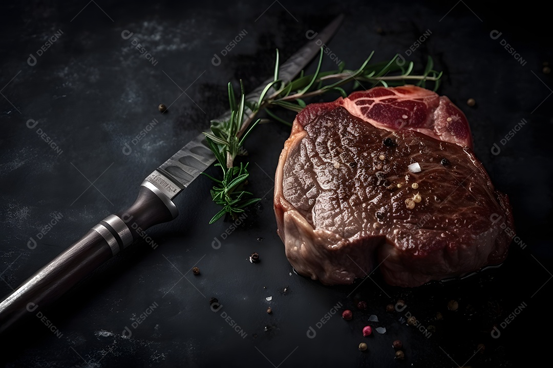 Carne crua sendo preparada ao churrasco