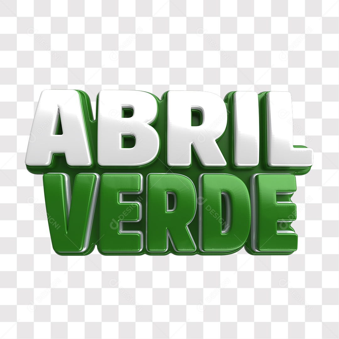 Abril Verde Selo 3D Verde E Branco Para Composição PNG Transparente