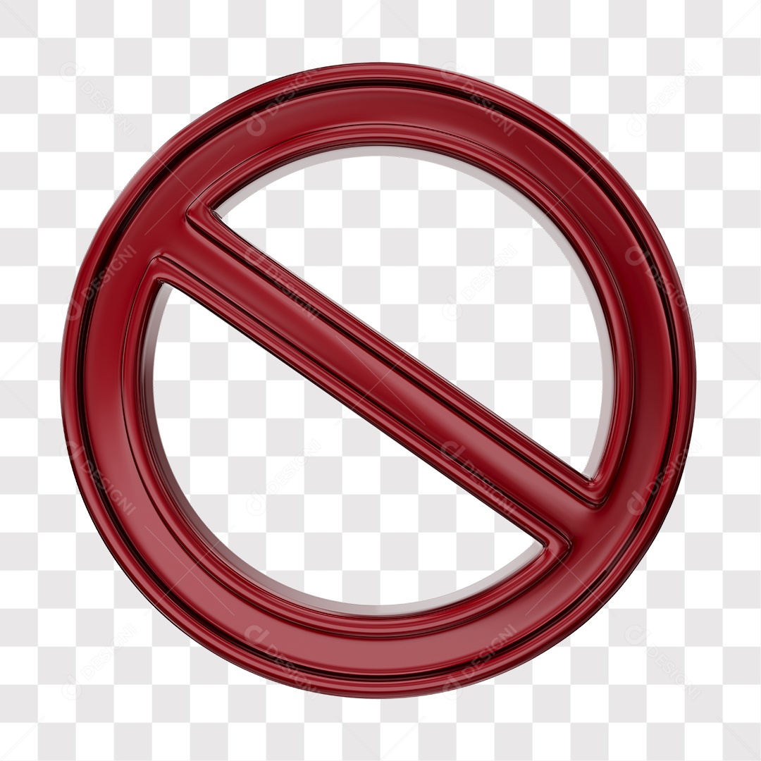 Elemento 3D Sinal Proibido Vermelho Para Composição PNG Transparente