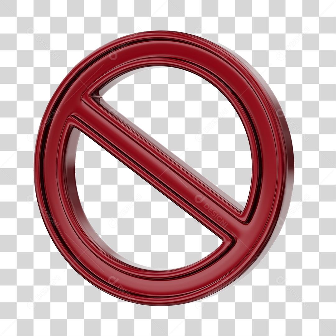 Elemento 3D Sinal Proibido Vermelho Para Composição PNG Transparente