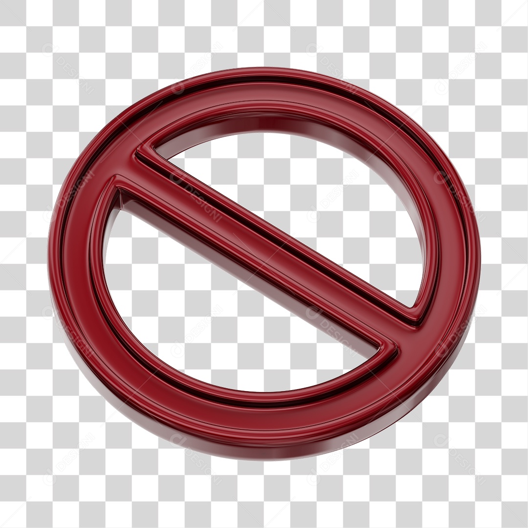 Sinal Proibido Vermelho Elemento 3D Para Composição PNG Transparente