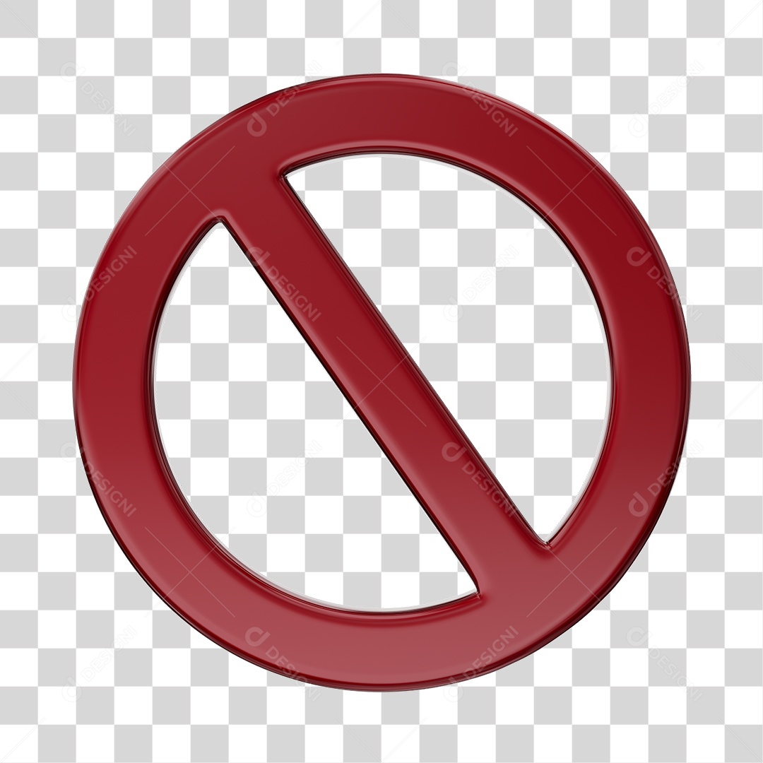 Sinal Proibido Vermelho Elemento 3D Para Composição PNG Transparente