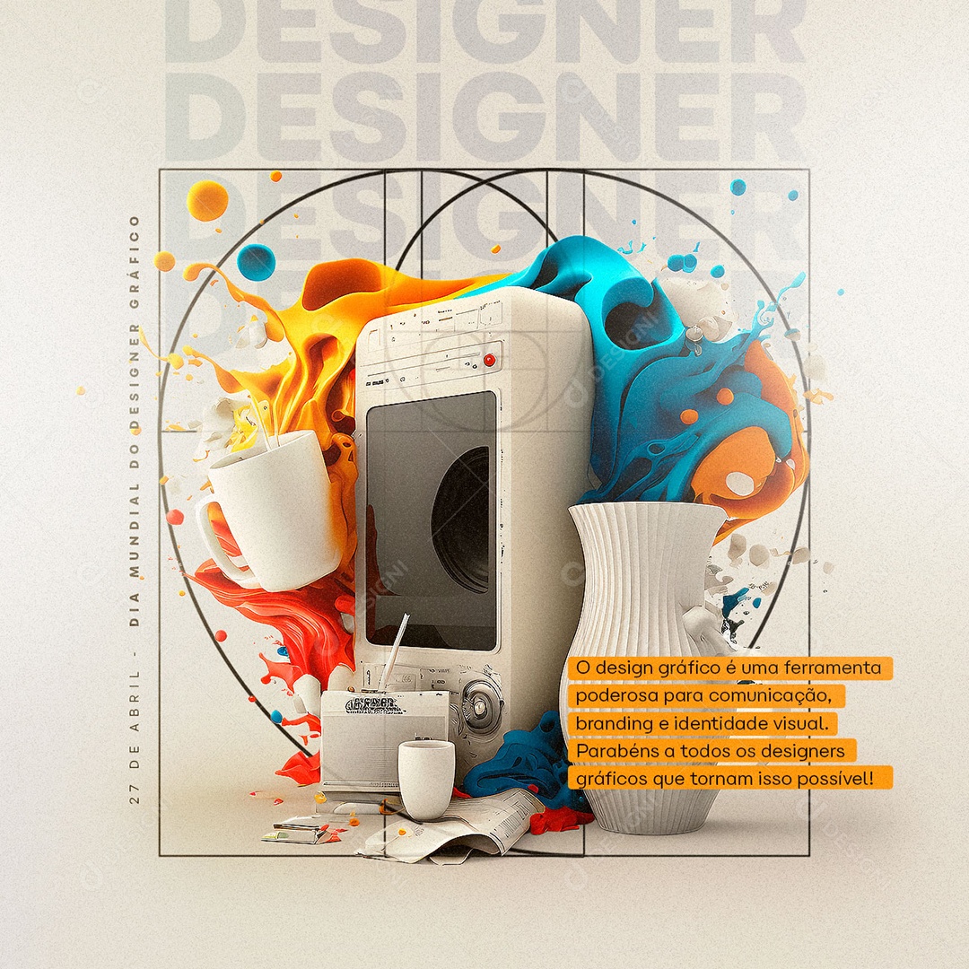 É Uma Ferramenta Poderosa Para Comunicação Dia Mundial Do Designer Gráfico Social Media PSD Editável