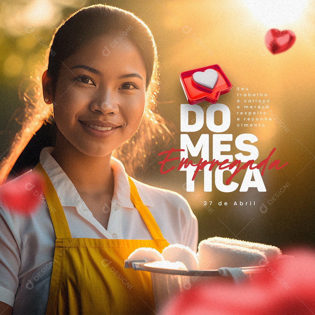 Social Media Seu Trabalho é Valioso e Merece Respeito e Reconhecimento Dia Da Empregada Doméstica PSD Editável