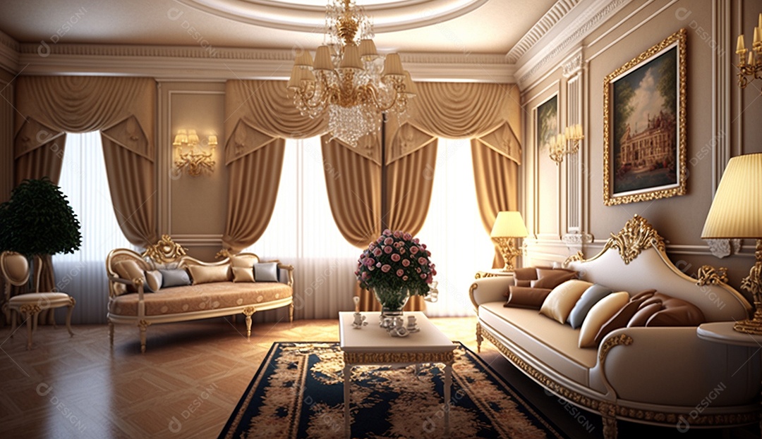 Design de interiores do lobby do hotel de luxo.