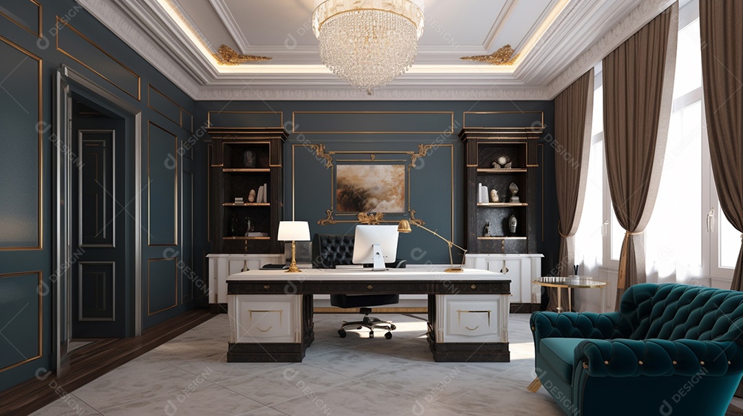 Quarto luxuoso com vista noturna para a cidade.