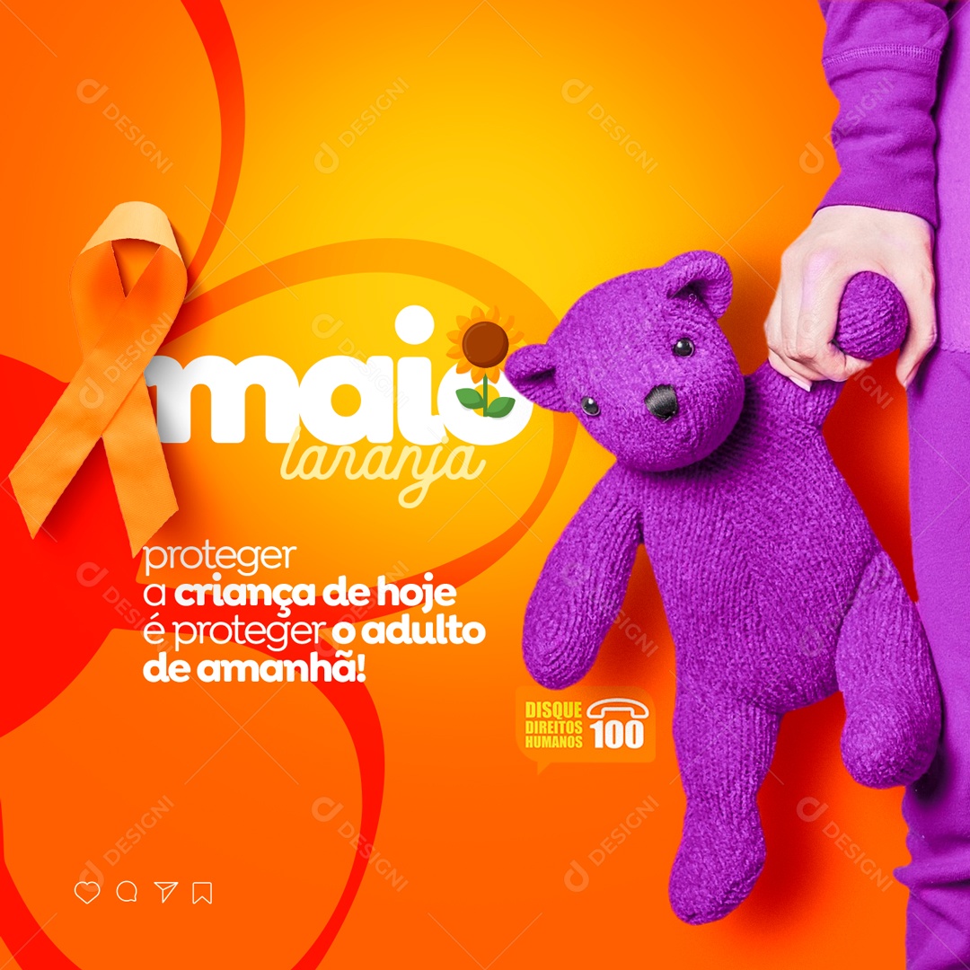 Social Media Maio Laranja Proteger A Criança PSD Editavel