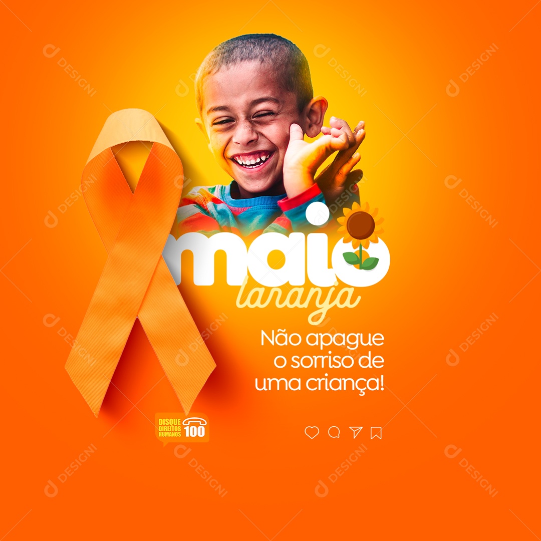 Social Media Maio Laranja Não Apague O Sorriso PSD Editável