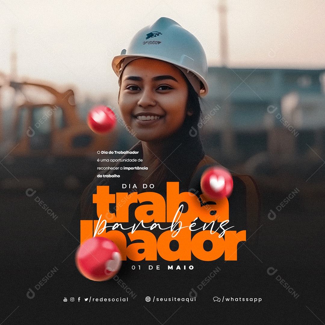 Parabéns Dia Do Trabalhador 1 De Maio Social Media PSD Editável