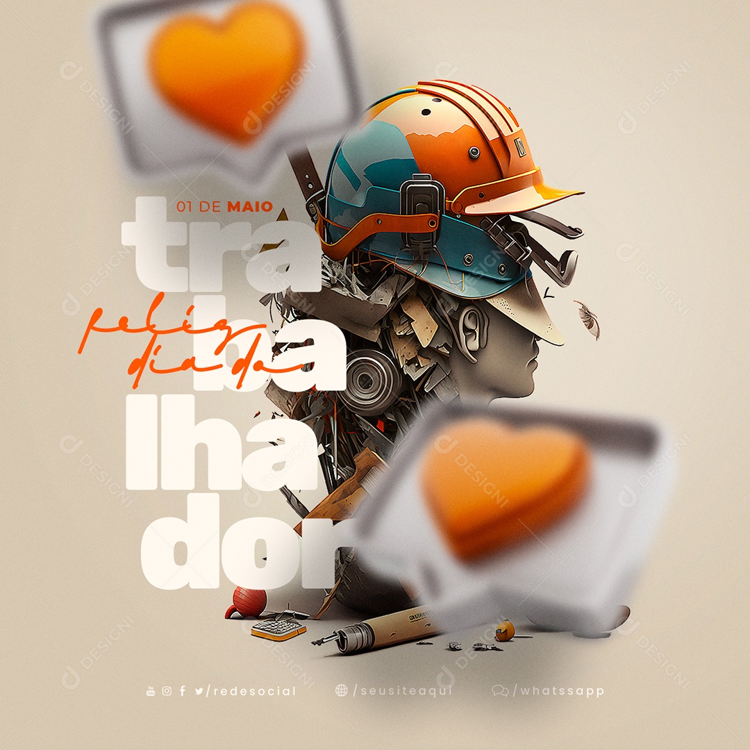 Feliz Dia Do Trabalhador 1 De Maio Social Media PSD Editável