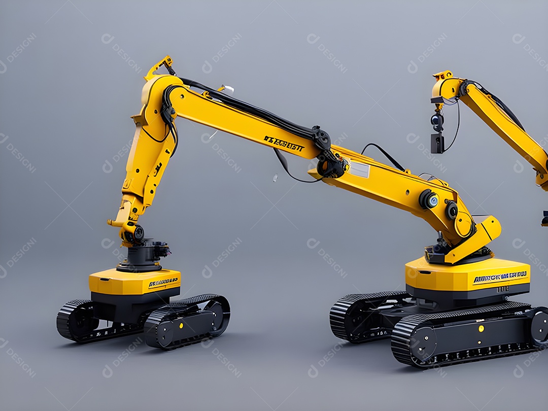 O braço robótico industrial moderno de alta tecnologia na linha de produção da fábrica está sendo soldado. IA generativa.