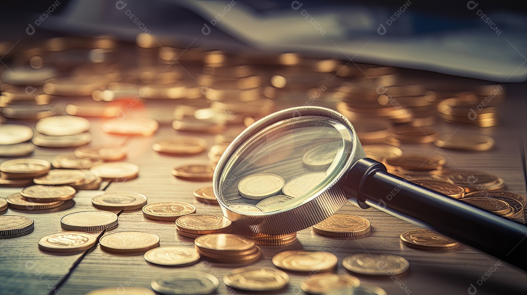 Busca de lupa de investimento e mercado de ações criado.