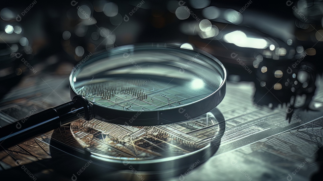 Busca de lupa de investimento e mercado de ações criado.