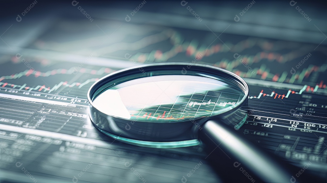 Busca de lupa de investimento e mercado de ações criado.