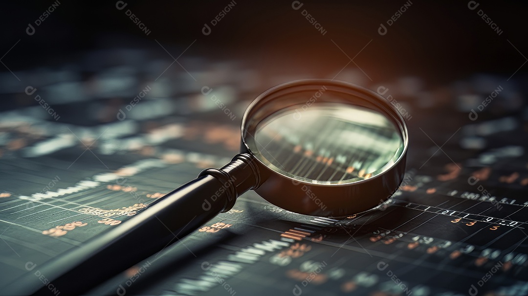 Busca de lupa de investimento e mercado de ações criado.