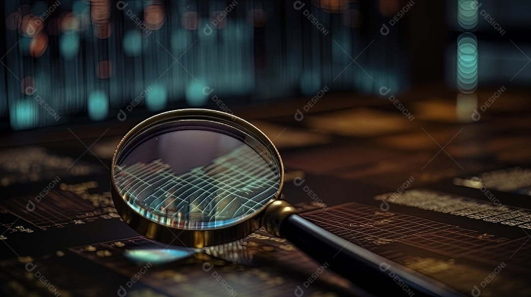 Busca de lupa de investimento e mercado de ações criado.