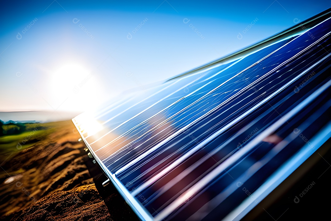 Placa solar de tecnologia, fonte alternativa de eletricidade. conceito de recursos sustentáveis ​​e energia renovável.