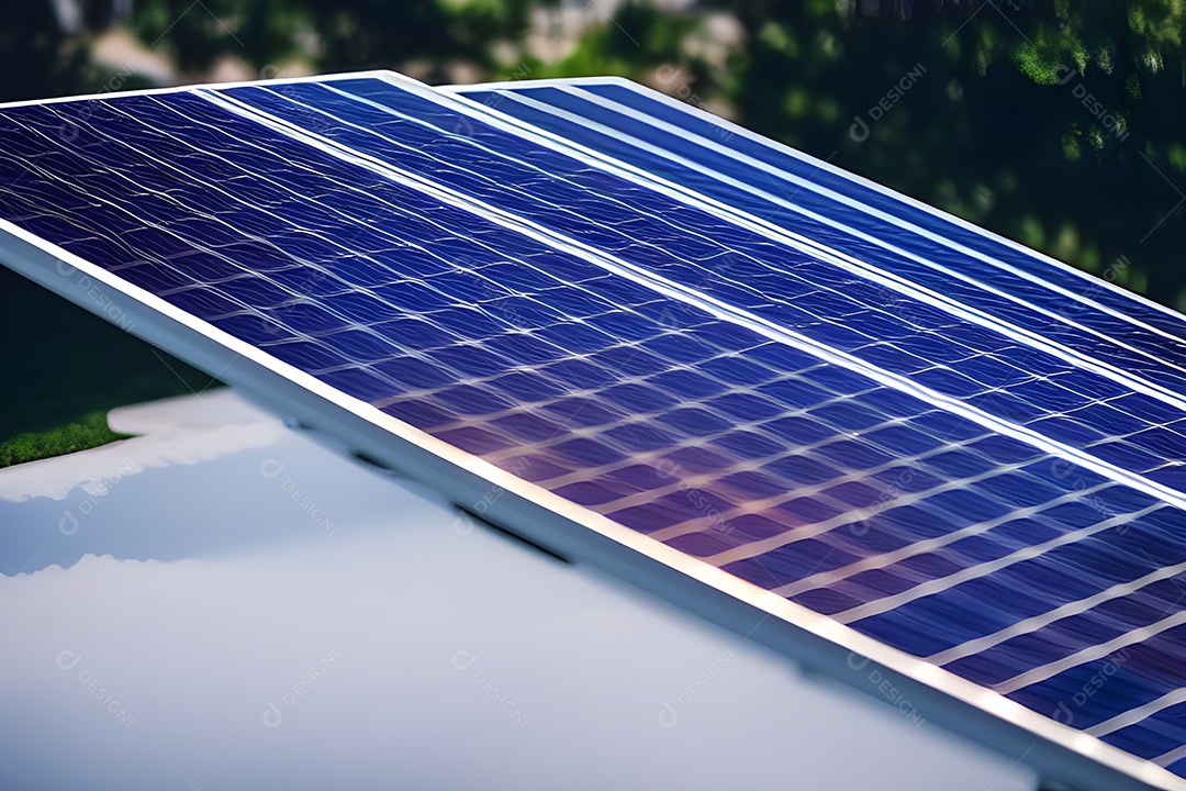 Placa solar de tecnologia, fonte alternativa de eletricidade, conceito de recursos sustentáveis ​​e energia renovável.