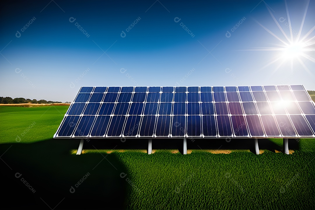 Placa solar de tecnologia, fonte alternativa de eletricidade, conceito de recursos sustentáveis ​​e energia renovável.