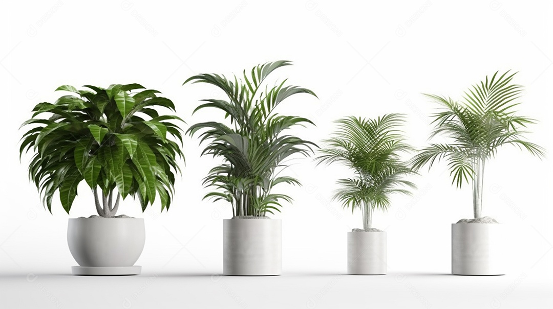 Vasos de plantas isolados em um fundo branco