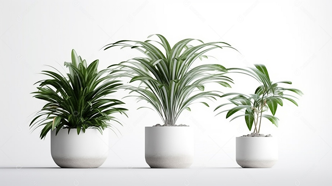 Vasos de plantas isolados em um fundo branco