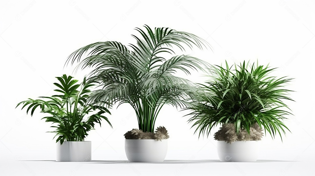 Vasos de plantas isolados em um fundo branco